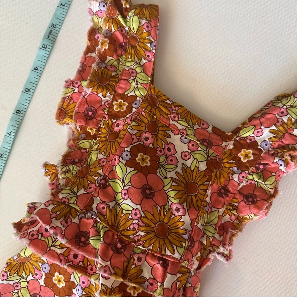 Wonder Nation Floral Overalls - Pink and Yellow
